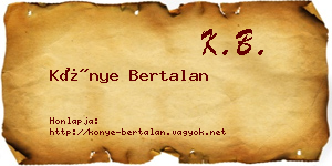 Könye Bertalan névjegykártya